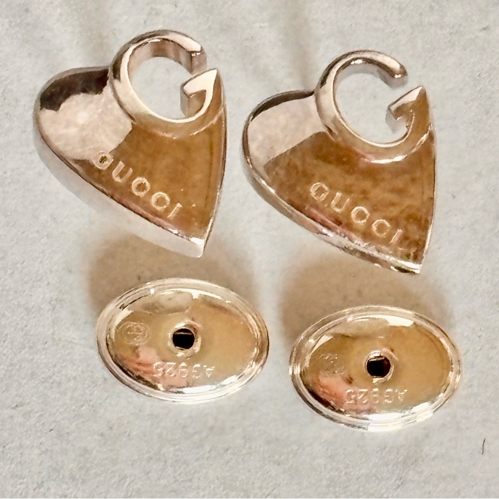 💕GUCCI Authentic G Heart Earrings💕Sterling Silver 925 Guccissima! - Picture 5 of 6